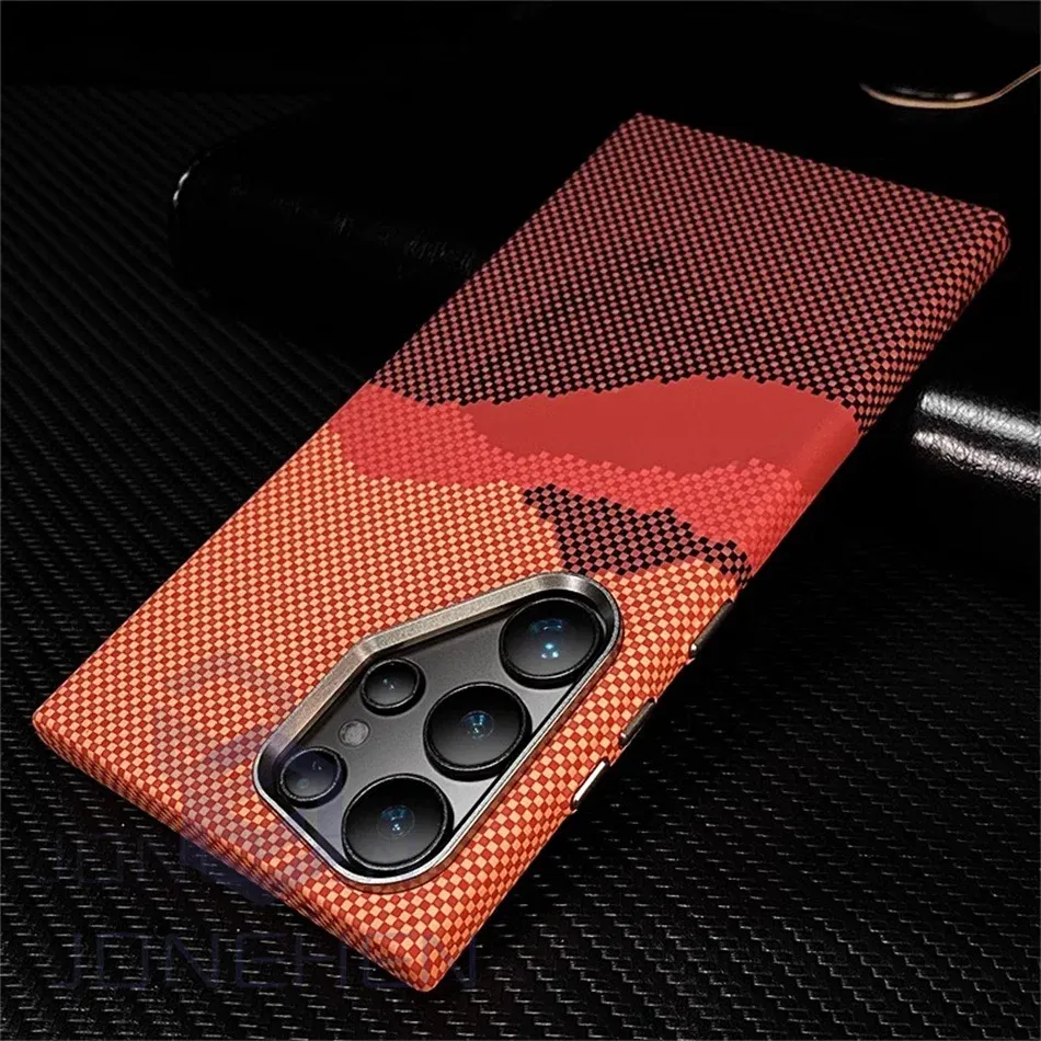 Color: Ivory, Material: leather - Carbon Fibre 3D Relief For MagSafe Case For Samsung Galaxy S24 Ultra S23 Plus Wireless Charge Hard PC Shockproof Magnetic Cover