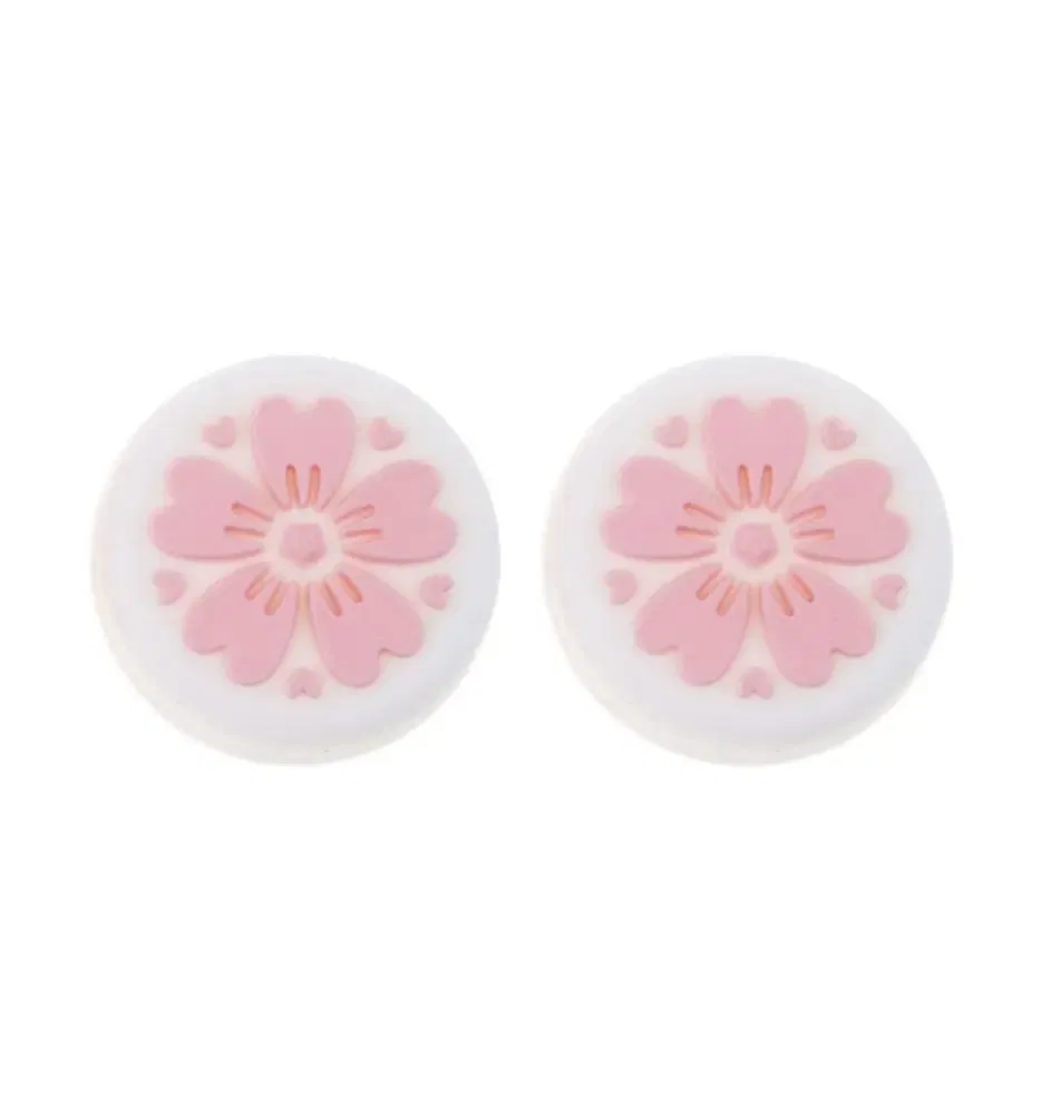 Color: Silver - 2pcs Cherry Pink Lemon For Nintendo Switch Lite OLED Analog Thumb Grip Nintend Swith Joy Con JoyCon Controller Joystick Cap Game