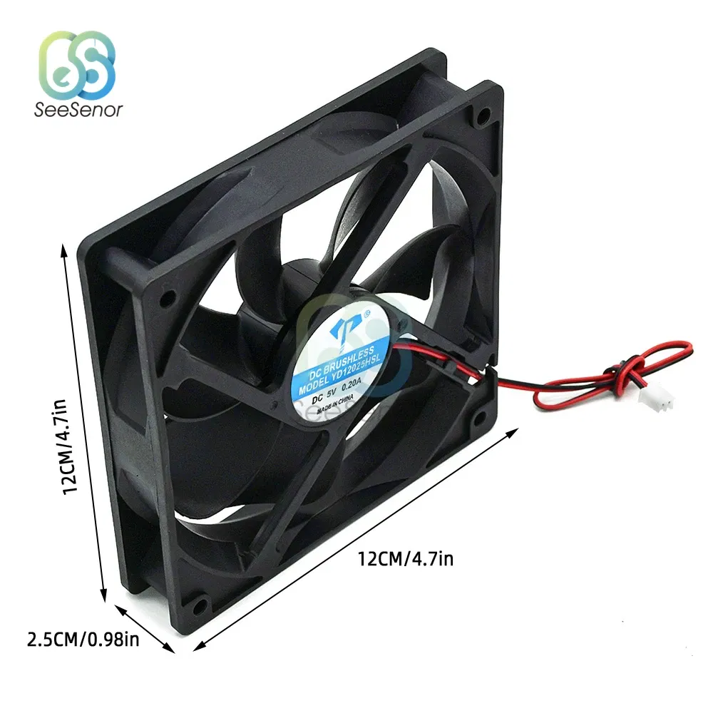 Color: Green - 120mm 12cm 12025 Fan 5V 12V 24V 120mm*120mm*25mm Fan DC Brushless Cooling Fan 120x120x25mm 2PIN PC Computer Case Cooler