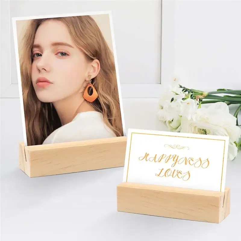Color: WHITE - 10/12/20Pcs Wooden Photo Stand Business Card Holder Rectangle Card Clip Picture Holder Handmade Picture Frame for Home Office