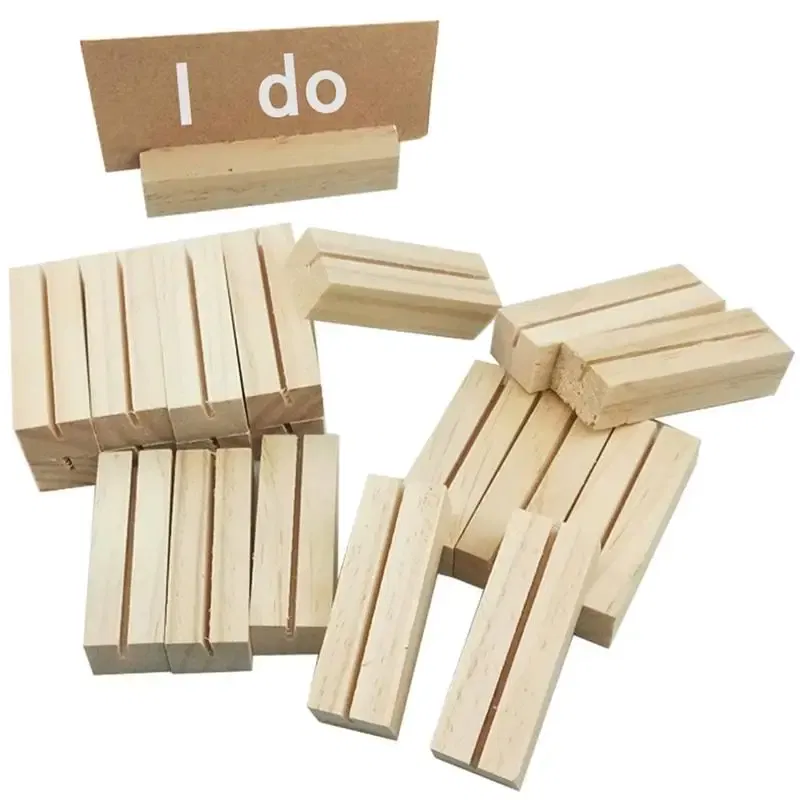 Color: WHITE - 10/12/20Pcs Wooden Photo Stand Business Card Holder Rectangle Card Clip Picture Holder Handmade Picture Frame for Home Office