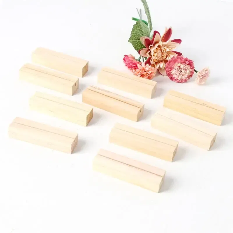 Color: WHITE - 10/12/20Pcs Wooden Photo Stand Business Card Holder Rectangle Card Clip Picture Holder Handmade Picture Frame for Home Office