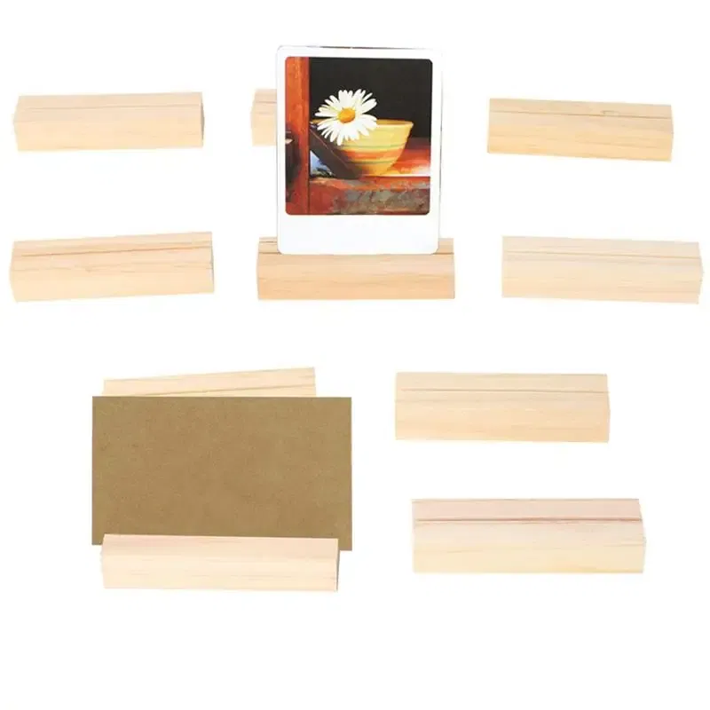 Color: WHITE - 10/12/20Pcs Wooden Photo Stand Business Card Holder Rectangle Card Clip Picture Holder Handmade Picture Frame for Home Office