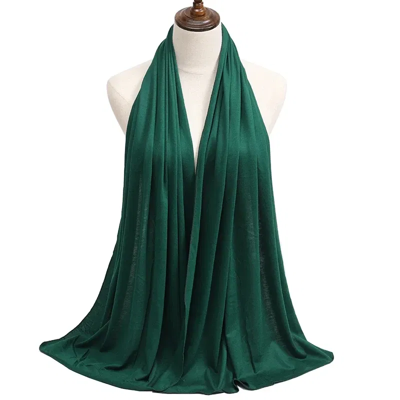 Color: Light Coffee - Modal Cotton Jersey Hijab Scarf Long Muslim Shawl Plain Soft Turban Tie Head Wraps For Women Africa Headband 170x60cm