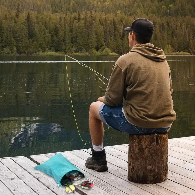 Color: Blue, Ships From: CHINA - Drawstring Fishing Reel Storage Bag Portable Fishing Reel Protect Fishing Tackle Bag Accessory Bag