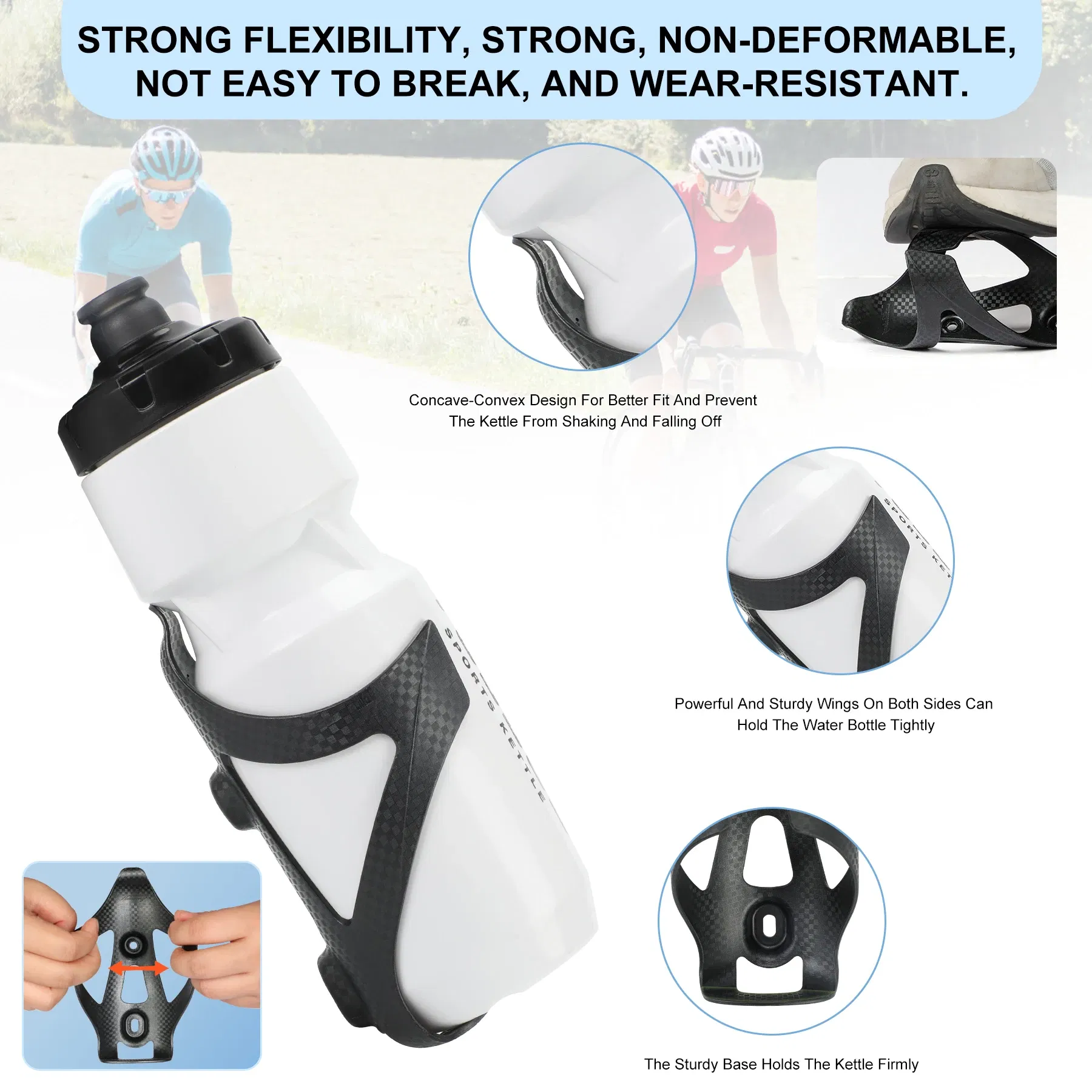 Color: Yellow - HUALONG Bike Water Bottle Holder Plastic Carbon Fiber Water Bottle Cage Road Bikes Mountain Bicycle Water Bottl Drink Cup Holder