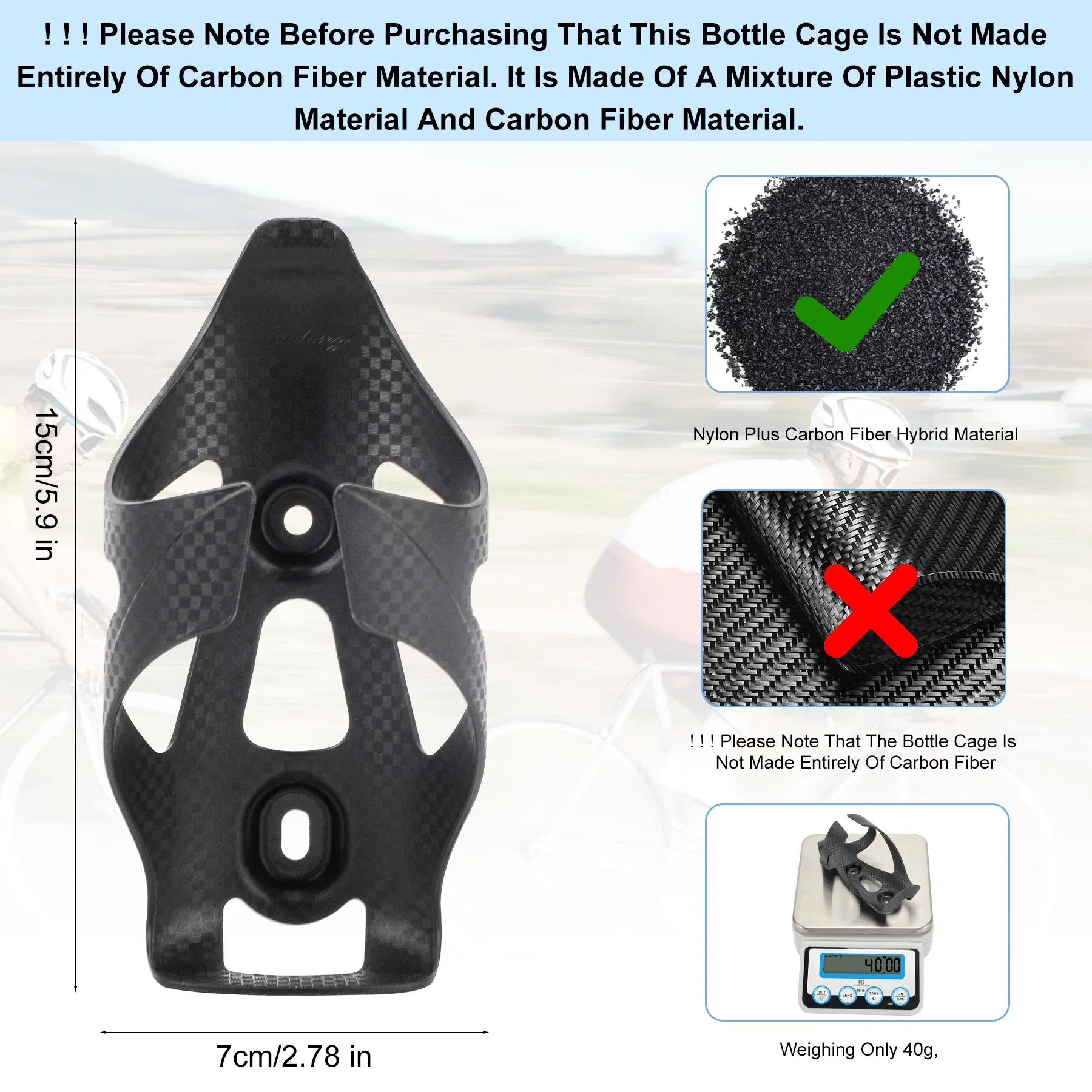 Color: Yellow - HUALONG Bike Water Bottle Holder Plastic Carbon Fiber Water Bottle Cage Road Bikes Mountain Bicycle Water Bottl Drink Cup Holder
