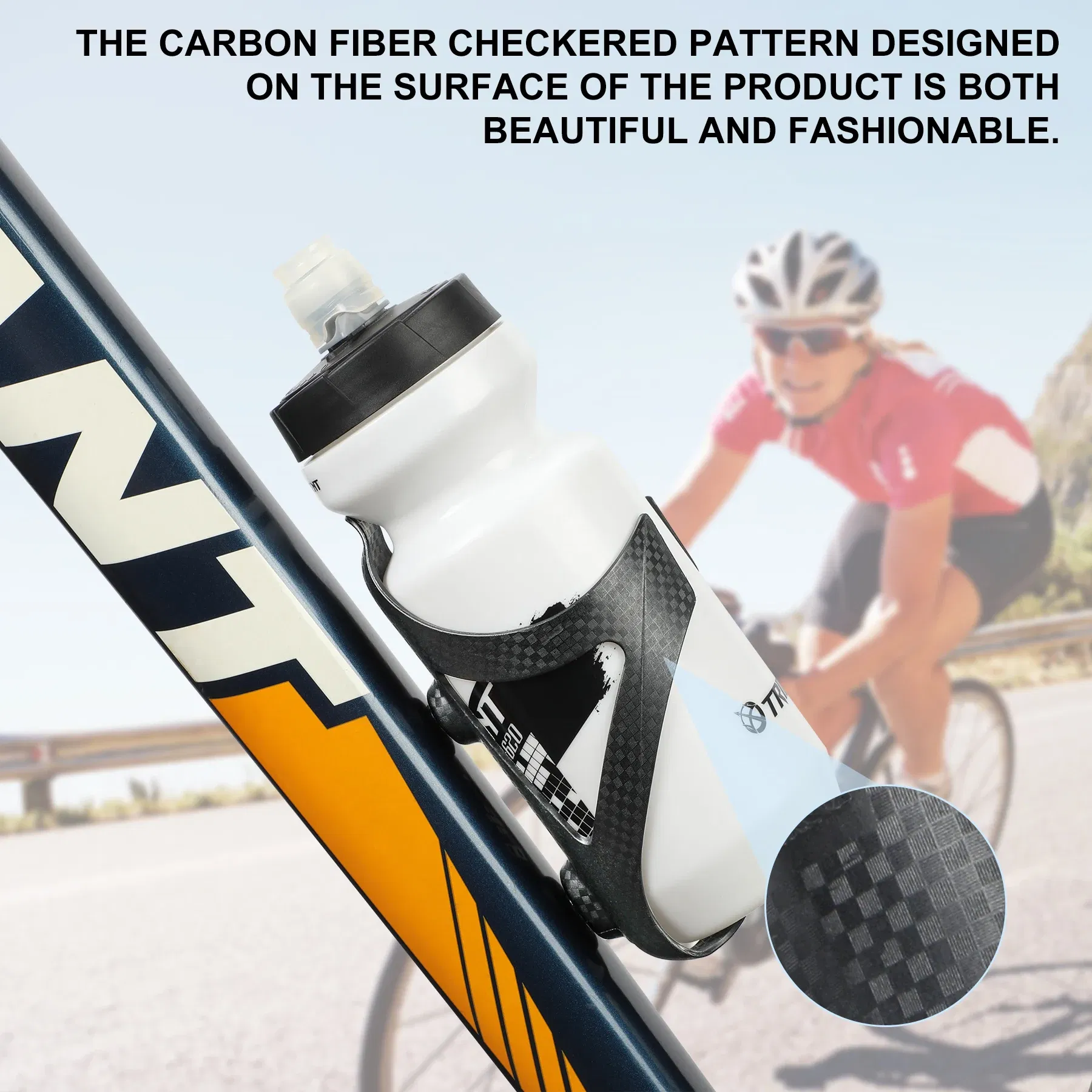 Color: Yellow - HUALONG Bike Water Bottle Holder Plastic Carbon Fiber Water Bottle Cage Road Bikes Mountain Bicycle Water Bottl Drink Cup Holder