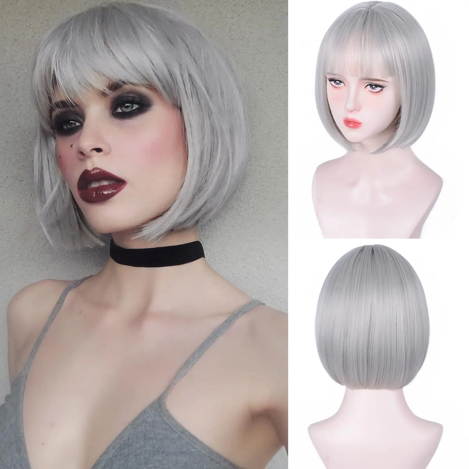 Color: T1B/30, Stretched Length: 12inches - New light gold bob hairstyle synthetic wig for Halloween party cosplay wig for daily use high-temperature hair accessory