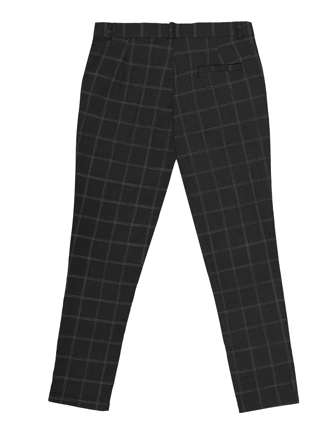 Color: WHITE, Size: L - Checkered Fashion Europe and the United States Style Men's Pants Business Casual Travel Slim Pants Comfortable and Versatile