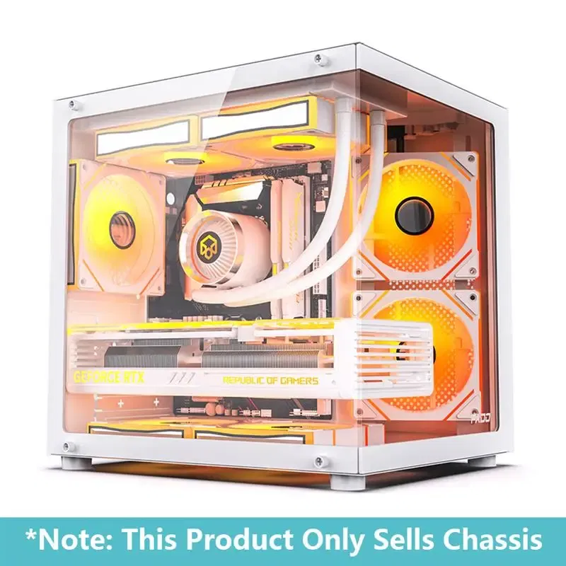 Color: WHITE, Ships From: CHINA - To PADO YL Pc Case Sea view Room M-ATX Desktop Computer Main Chassis Without A-pillar Double-Sided Tempered Glass PC gamer