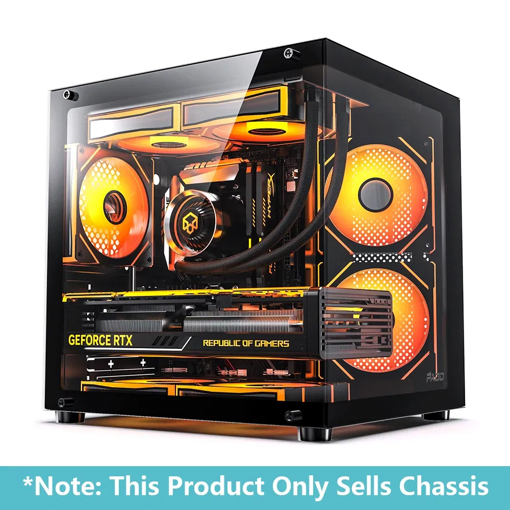 Color: WHITE, Ships From: CHINA - To PADO YL Pc Case Sea view Room M-ATX Desktop Computer Main Chassis Without A-pillar Double-Sided Tempered Glass PC gamer