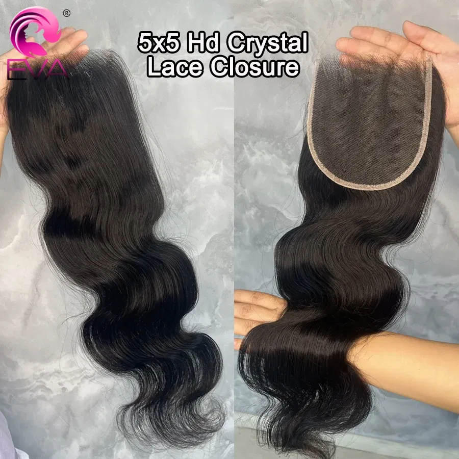 Color: #1, Material Grade: Remy Hair, Stretched Length: 20inches - Eva 5x5 Hd Lace Closure Straight 13x4 Lace Frontal Closure Hand Tied Human Hair Closures Free Part Hd Lace Closure Pre Plucked