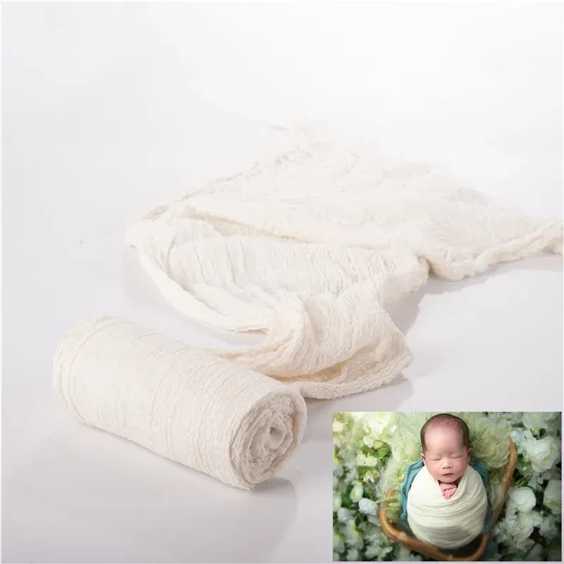 Color: WHITE - Newborn Photography Props Wrap Baby Blanket Soft Stretchable Cotton Swaddling Photography Backdrop Babies Accessories