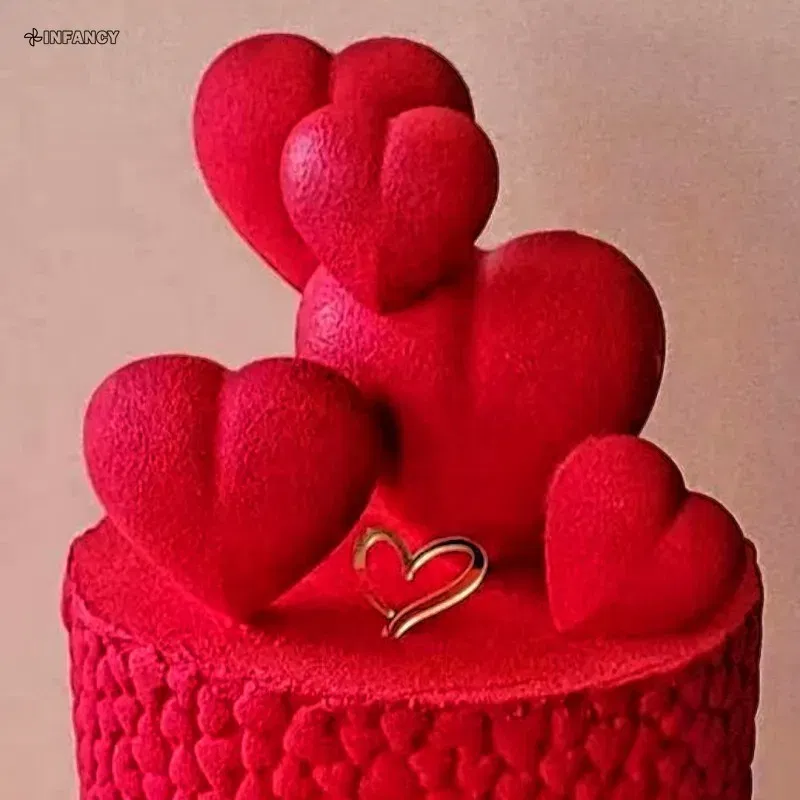 Color: Deep Sapphire - 1Pcs Acrylic Cake Toppers Supplies Hearts Baking Dessert Flag Placard Decoration Proposal Anniversary Wedding Birthday Party