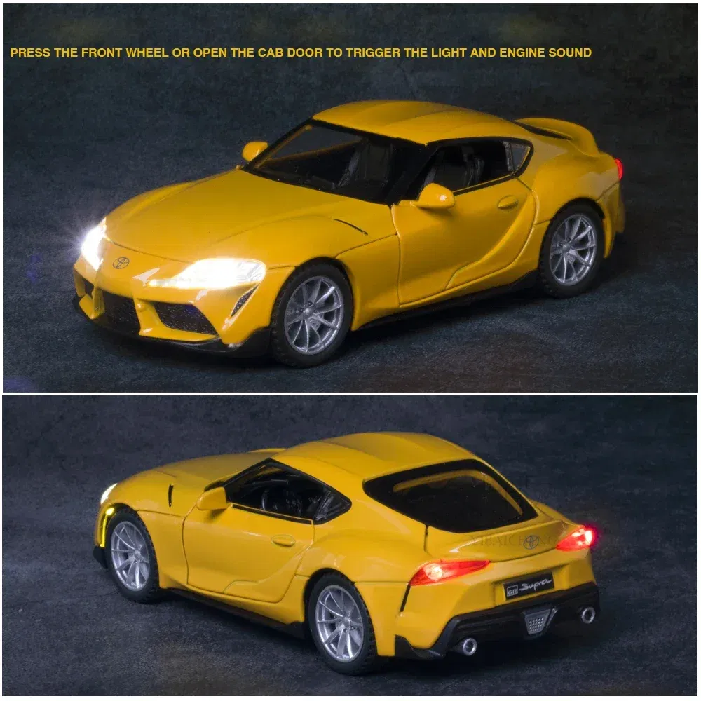 Color: Red - 1:32 Toyota GR SUPRA Diecast Alloy Car Model High Simulation Metal Toy With Sound Light Pull Back For Kid Children Collection