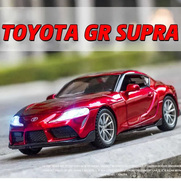 Color: Red - 1:32 Toyota GR SUPRA Diecast Alloy Car Model High Simulation Metal Toy With Sound Light Pull Back For Kid Children Collection