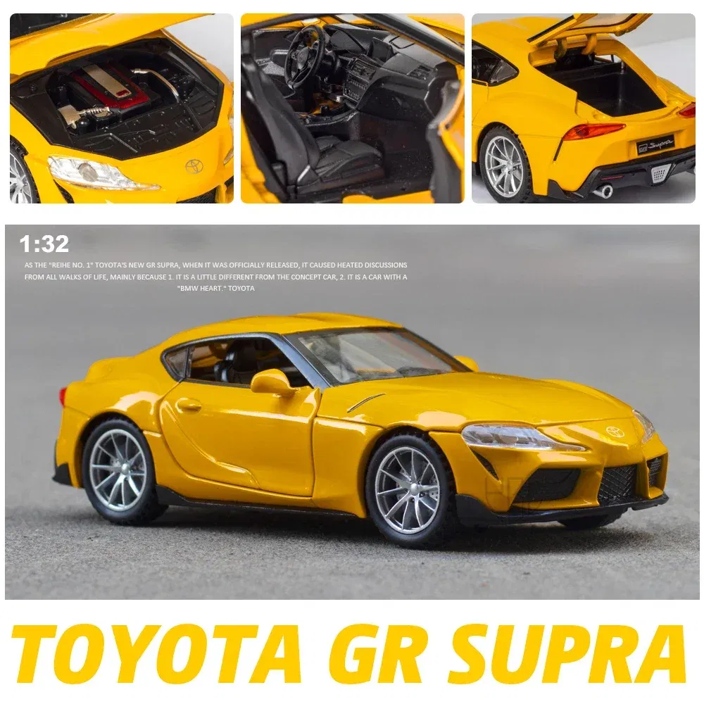 Color: Red - 1:32 Toyota GR SUPRA Diecast Alloy Car Model High Simulation Metal Toy With Sound Light Pull Back For Kid Children Collection