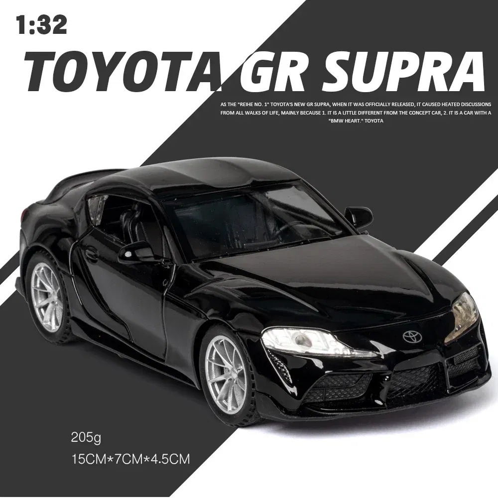 Color: Red - 1:32 Toyota GR SUPRA Diecast Alloy Car Model High Simulation Metal Toy With Sound Light Pull Back For Kid Children Collection