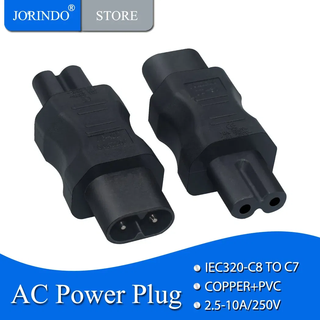 Color: Other, Standard: Other - JORIDNO IEC320 C8 TO C7 Power adapter,IEC 320 C7 C8 Figure 8 left right angle AC Power adapt C7 TO C8 PLUG CONVERTER