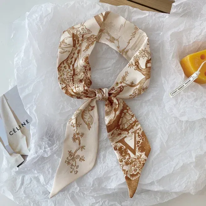 Color: SKY BLUE, Size: XXS - Fashion Skinny Scarf Women Luxury letter Printing Tie Bag Handle Ribbon Hair Band Women's Headscarf New Lady Design Silk Scarves