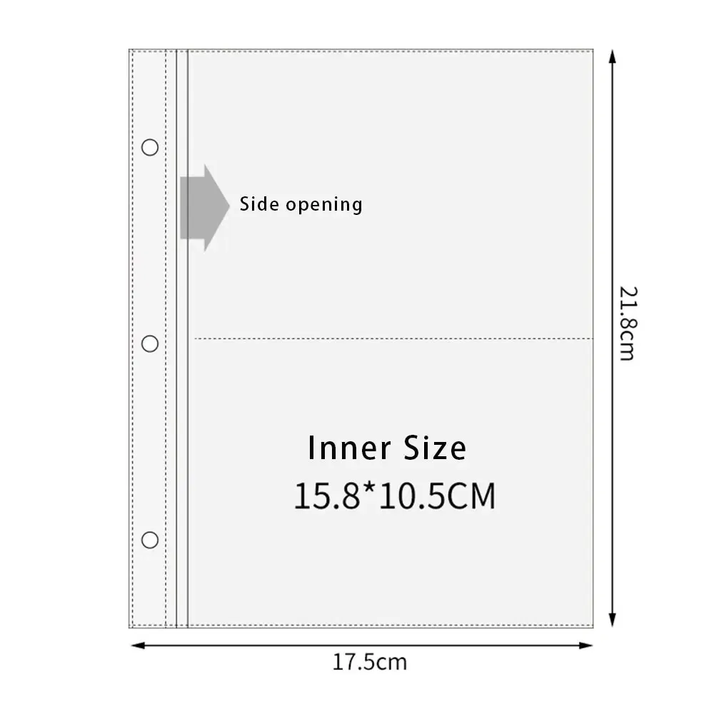 Color: Dark Grey - A5 3/7 Ring Photocards Binder Sleeve 1/2/4/6 Pockets Clear Acid Free 6x4 Photo Album Refill Pages Trading Card Postcard Sleeve