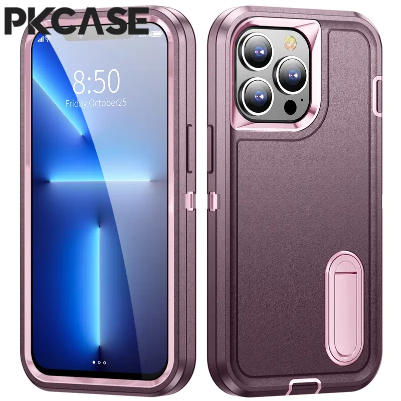 Color: SKY BLUE, Material: Plastic - PKCASE Shockproof Case For iPhone 13 Mini 12 11 Pro Max 6 7 8 Plus Bracket Protective Cover For iPhone X XS XR SE 2020 2022