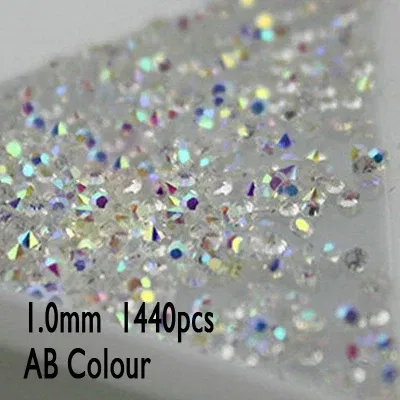 Color: GRAY - 1440pcs Shiny Crystal AB Mini Pixie Nail Rhinestones Glitter 3D Micro Diamonds for Nails Art DIY Accessories