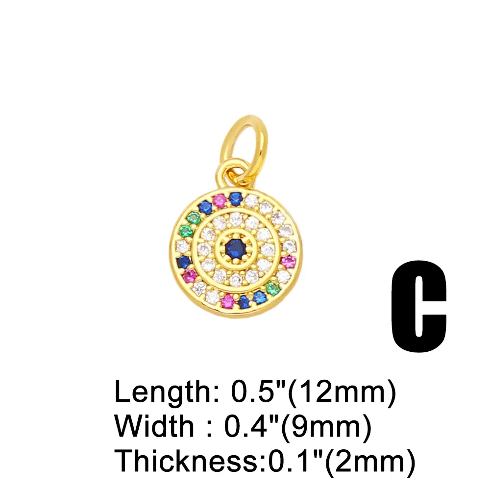 Metal color: Rhodium Plated - OCESRIO Multicolor Little Turkish Eye Bracelet Earring Charm Copper Gold Plated CZ Evil Eye Jewelry Making Supplies chma180