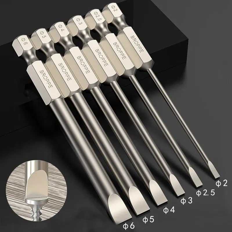 Color: Gold - Flat Head Screwdriver Bit Set Magnetic Tip Slotted Screwdriver Electric Driver Tool S2 Steel 1/4 Inch Shank Quick Change