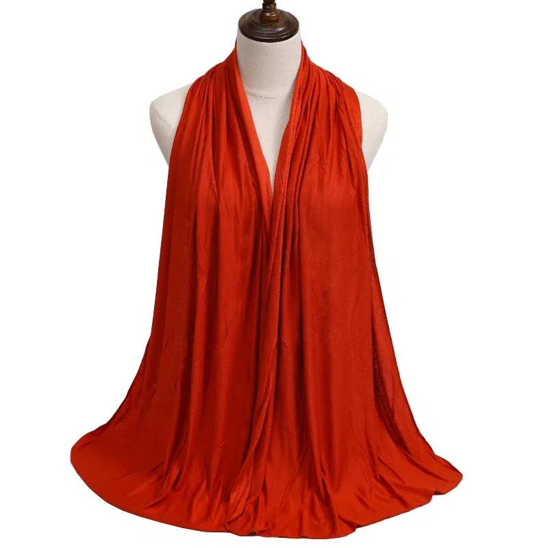 Color: Orange, Ships From: CHINA - New Jersey Womens Muslim Ramadan Fashion Modal Cotton Jersey Hijab Womens High Quality Solid Color Soft Hijab Long African Scarf