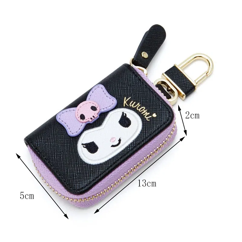 Color: WHITE - Hello Kitty Car Key Case Cover Sanrio Key Organizer Melody Keychain Pouch Cinnamoroll Keychain Wallet Women Coin Purse Keychain