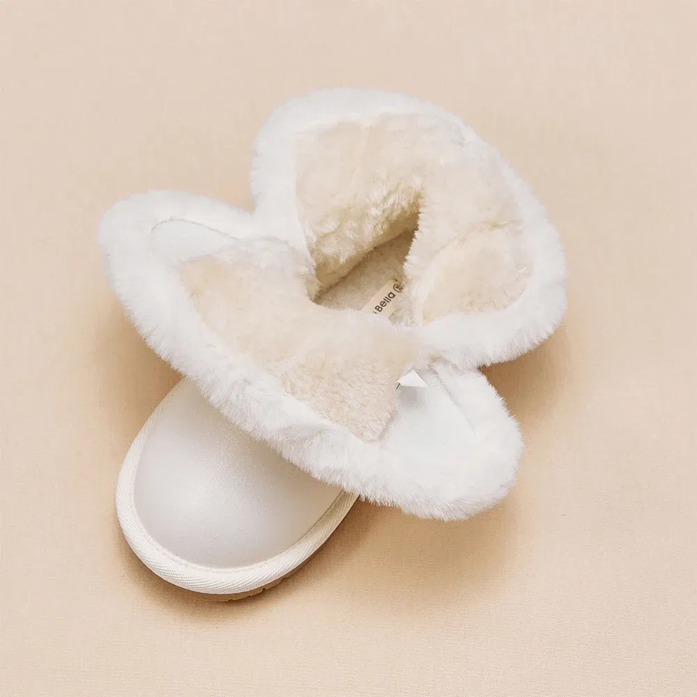 Dave Bella Children's Short Leather Boots Winter Fashion Casual Girls Beige Anti Slip Plush Shoes Thicken Outdoor Warm DB4254752