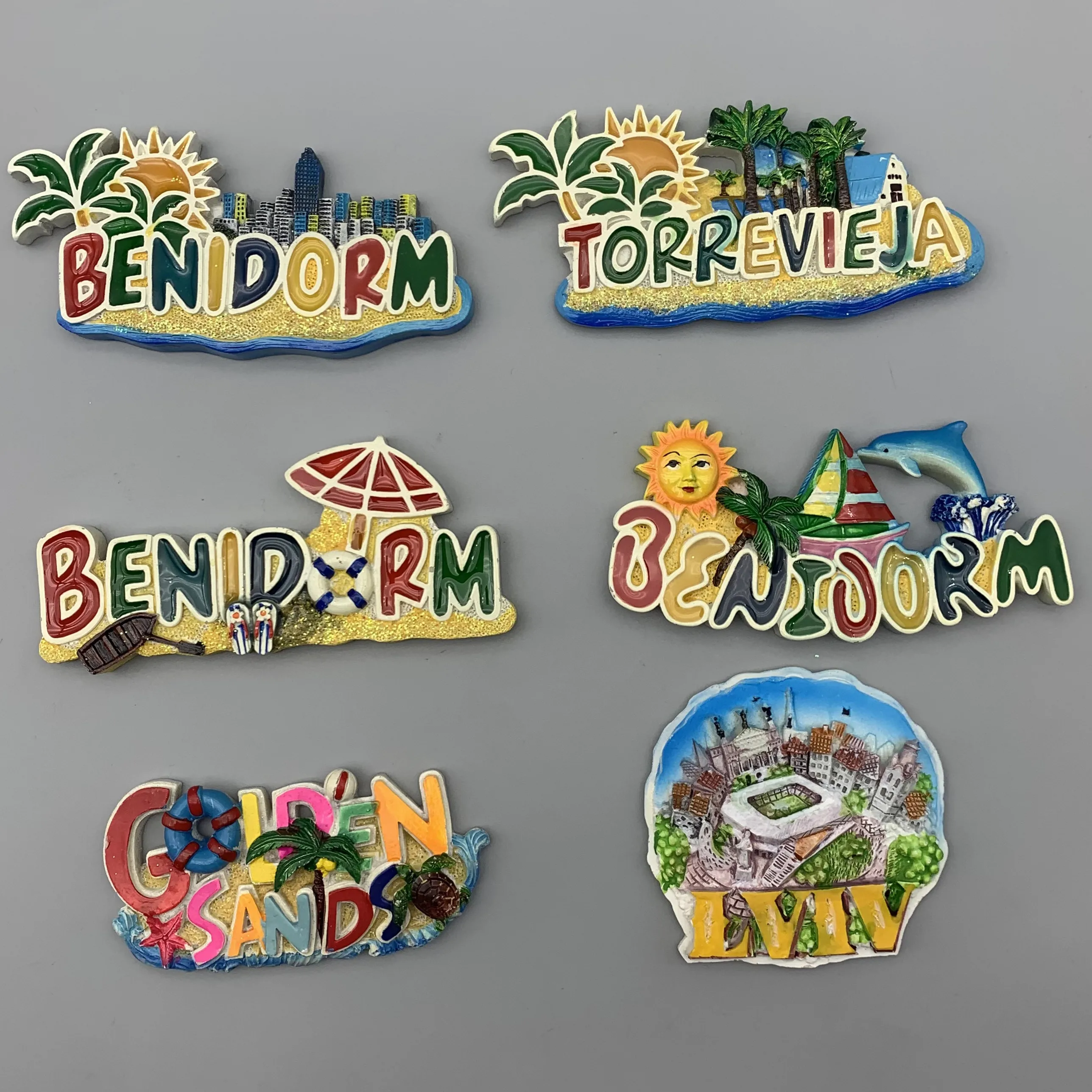 Color: PURPLE - Special Offer Spain Torrevieja Benidorm Ukraine Tourist Souvenirs Refrigerator Magnetic Stickers Travel collection Gift