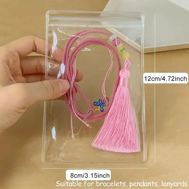 Color: Red, Size: M - 20/50/100 PVC transparent zipper bags, dust-proof and anti-oxidation pockets, used for packaging small jewelry items