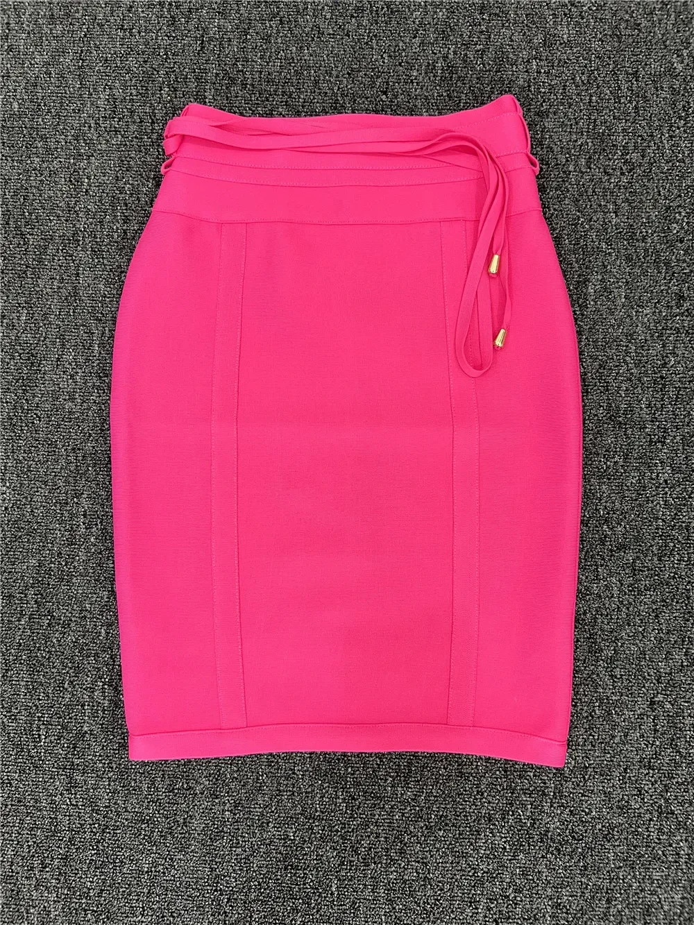 Color: black, Size: L - 4 Colors Women Hot Pink Black White Bodycon Bandage Skirt Designer High Street Party Club Pencil Skirt 55cm