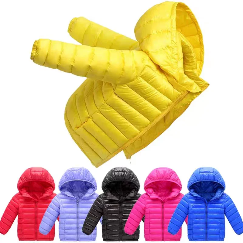 Color: black, Kid Size: 3T - Boys Girls Autumn Down Coats Kids Winter Windproof Jackets Children Solid Color Hooded Outerwear Teenager Fashion Warm Clothing