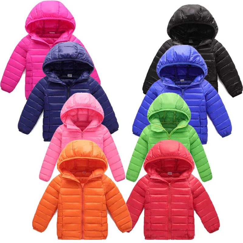 Color: black, Kid Size: 3T - Boys Girls Autumn Down Coats Kids Winter Windproof Jackets Children Solid Color Hooded Outerwear Teenager Fashion Warm Clothing