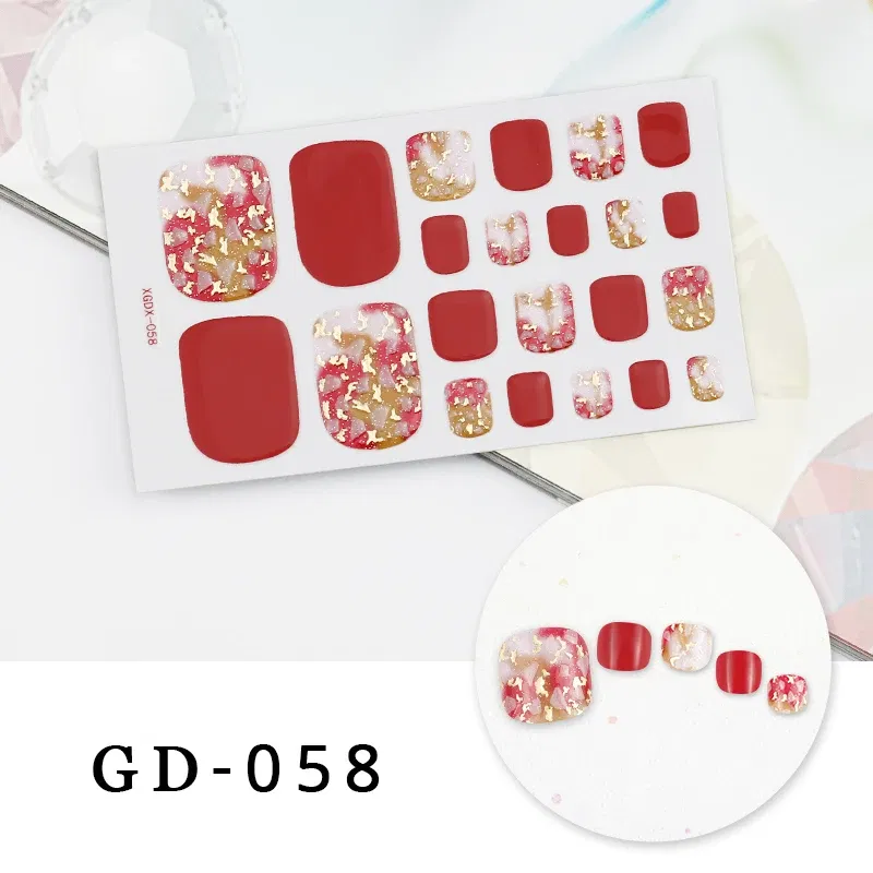 Color: purple color - Colorful Nail Stickers Foot Shiny Glitter Nails Charms Full Cover Self-Adhesive Nail Polish Stickers for Nails Art