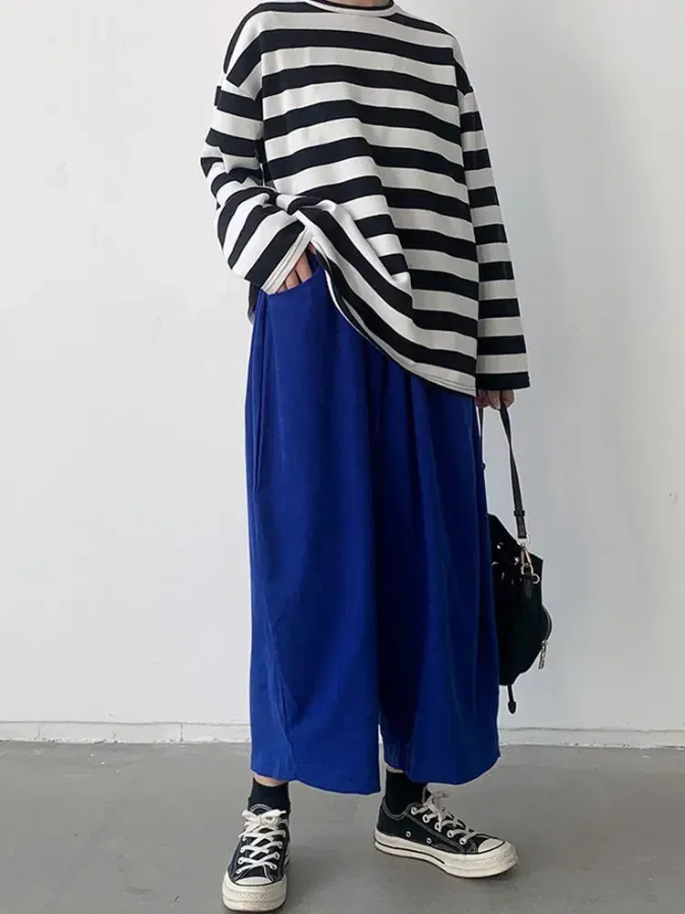 Color: Beige, Size: L - 2023 Autumn Casual Harem Pants Women Cotton High Waisted Trousers Retro Loose Bloomers Women's Oversize Pants Baggy Sweatpants