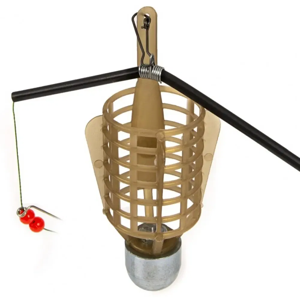 Color: Brown - 20/30/40/50g Outdoor Fishing Feeder Bait Cage Lure Holder Sinker Basket Feeder Bait Basket