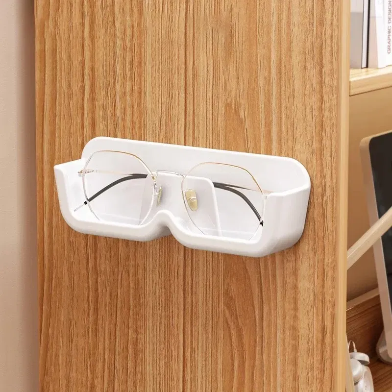 Color: Red - Glasses Display Cabinet Sunglasses Storage Box Wall Mounted Perforated Free Sunglasses Storage Glasses Rack Home Tidying