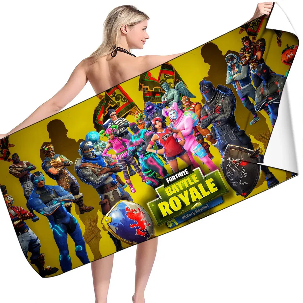 Color: DEEP BLUE, Size: 12cm - Fortnite Children Microfiber Bath Towel Boy Girl Soft Wearable Cartoon Bathing Beach Spa Bathrobe Wash Clothing