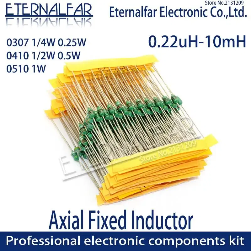 Volume: 12, Value of Resistance: 10R - 0307 1/4W 0410 1/2W 0510 1W Color Ring Inductors DIP Inductance 0.22uH 10mH 1 2.2UH 3.3 4.7UH 10 22 33UH 47 68 100 220 330 uH mH
