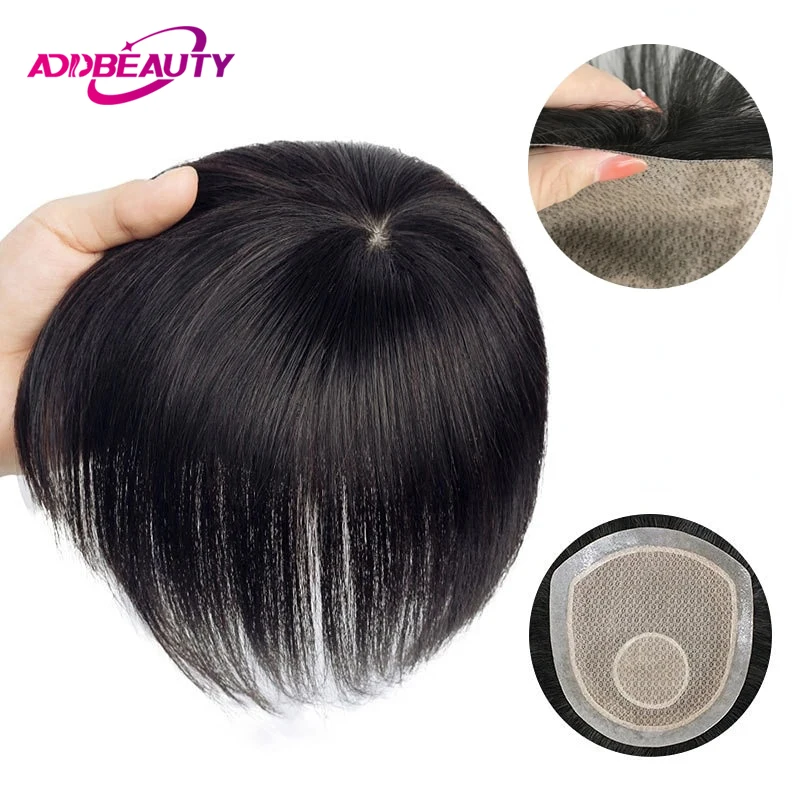 Toupee Color: 2020#, Toupee Density: 110%, Length: 6 inches - Silk Base Men's Capillary Prosthesis Swiss Lace PU Base Man Toupee 100% Remy Human Hair Wigs Straight Hair System Natural Hair