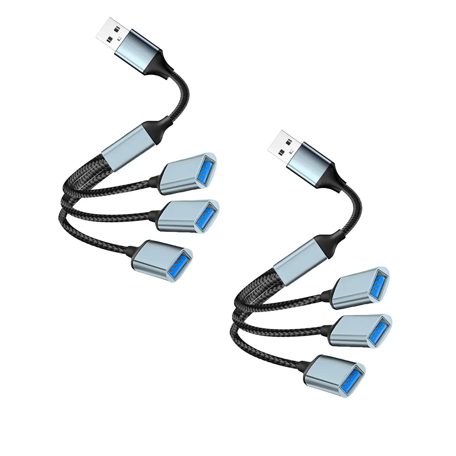 Color: GRAY - USB Splitter Cable 1 in 3 Out,USB-A expansion hub, multi USB port expansion converter for Car, PC