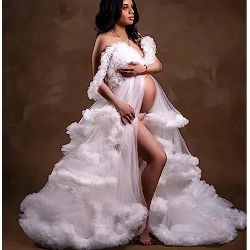 Color: dark blue, Maternity Size: S, Ships From: CHINA - Tulle Long Maternity Dress Photoshoot п?»?°?‚ь?µ photography dresses baby shower dresses for pregnant woman п?»?°?‚ь?µ д?»я ?±?&micr