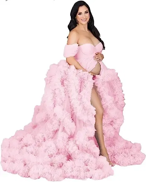 Color: dark blue, Maternity Size: S, Ships From: CHINA - Tulle Long Maternity Dress Photoshoot п?»?°?‚ь?µ photography dresses baby shower dresses for pregnant woman п?»?°?‚ь?µ д?»я ?±?&micr