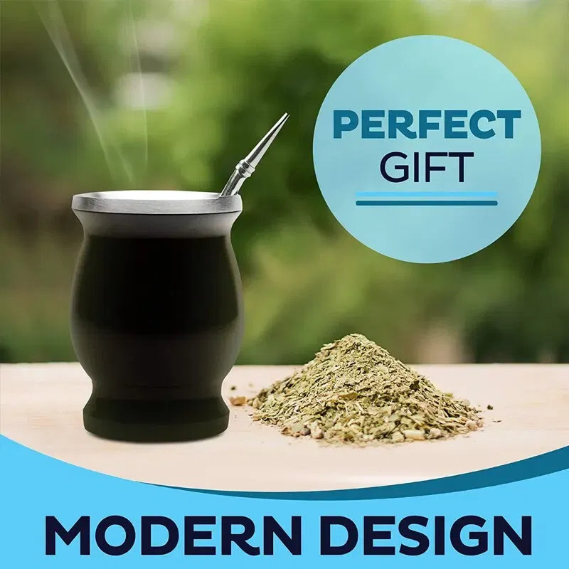 Color: black - Ma Dai Tea Cup Argentina Insulated Straw Cup Insulated Cup Simple Gourd Cup Various Styles of Tea Plum Cup