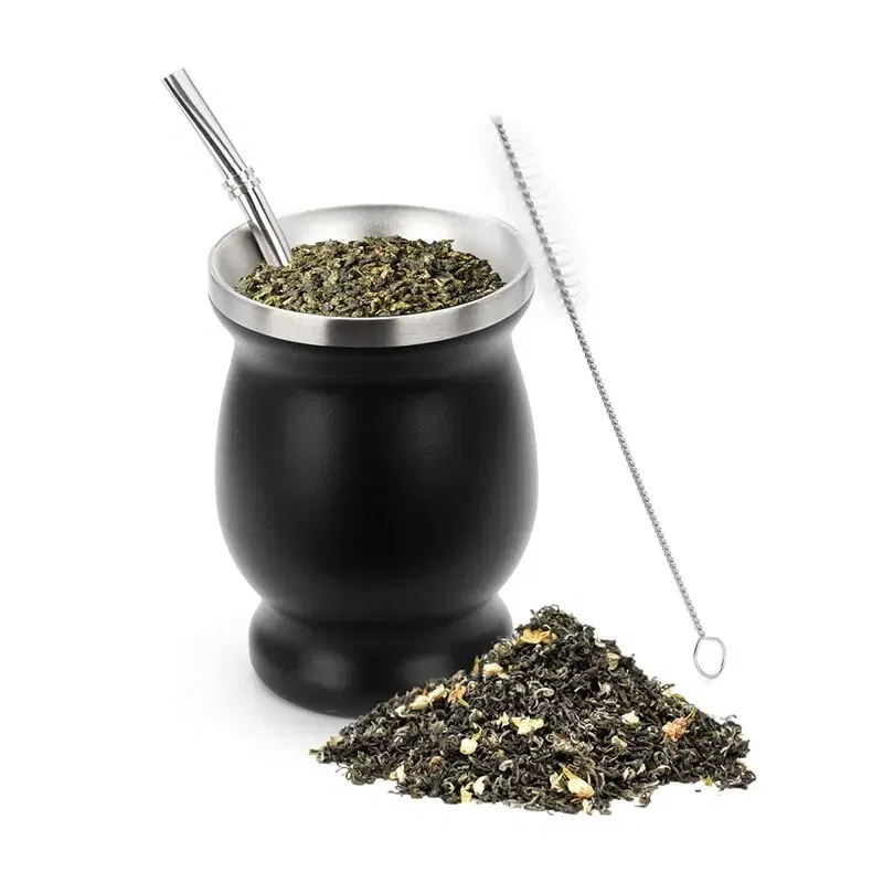 Color: black - Ma Dai Tea Cup Argentina Insulated Straw Cup Insulated Cup Simple Gourd Cup Various Styles of Tea Plum Cup